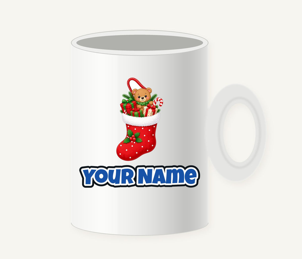 Teddy Bear Christmas Stocking Personalised Christmas Mug