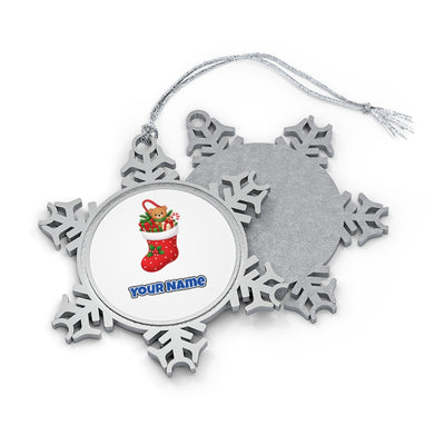 Teddy Bear Christmas Stocking Personalised Pewter Christmas Ornament