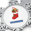 Teddy Bear Christmas Stocking Personalised Pewter Christmas Ornament