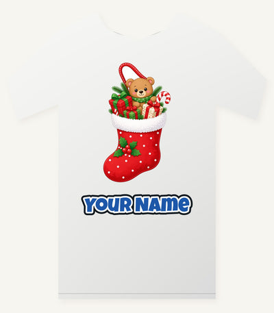 Teddy Bear Christmas Stocking Personalised Christmas T-Shirt and Hoodie