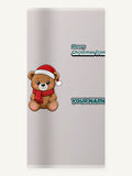 Teddy Bear In Santa Hat Personalised Beach Towel