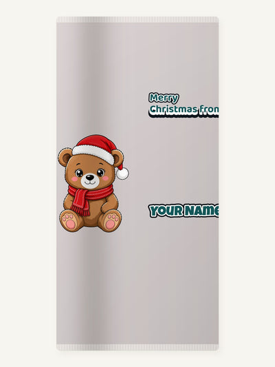 Teddy Bear In Santa Hat Personalised Beach Towel