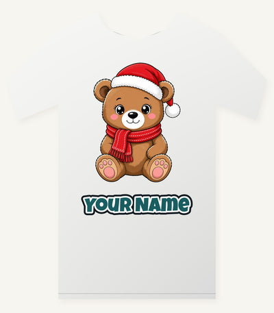 Teddy Bear In Santa Hat Personalised Christmas T-Shirt and Hoodie