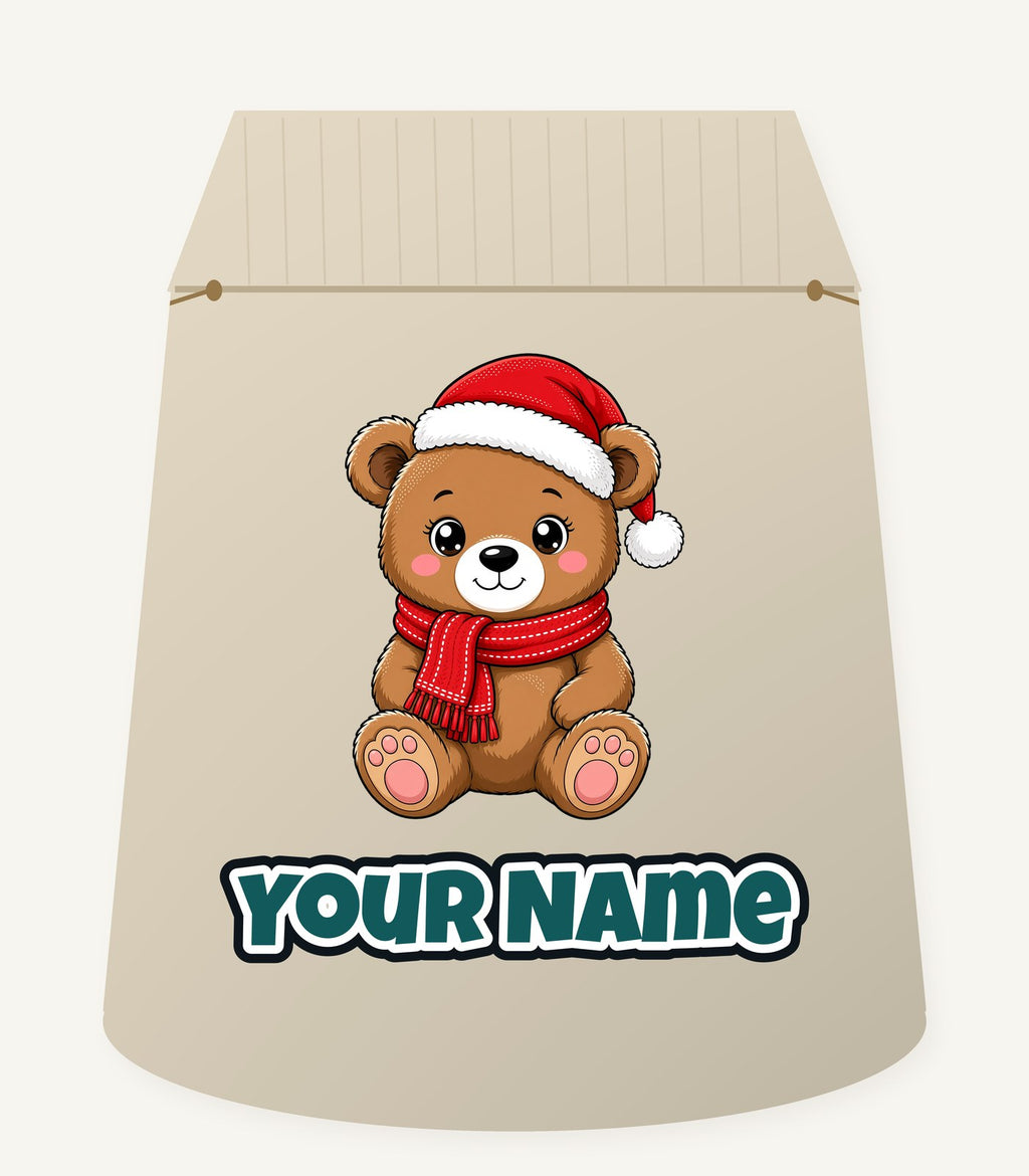 Teddy Bear In Santa Hat Personalised Santa Sack