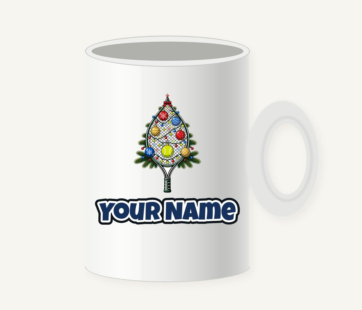 Tennis Racquet Tree Personalised Christmas Mug