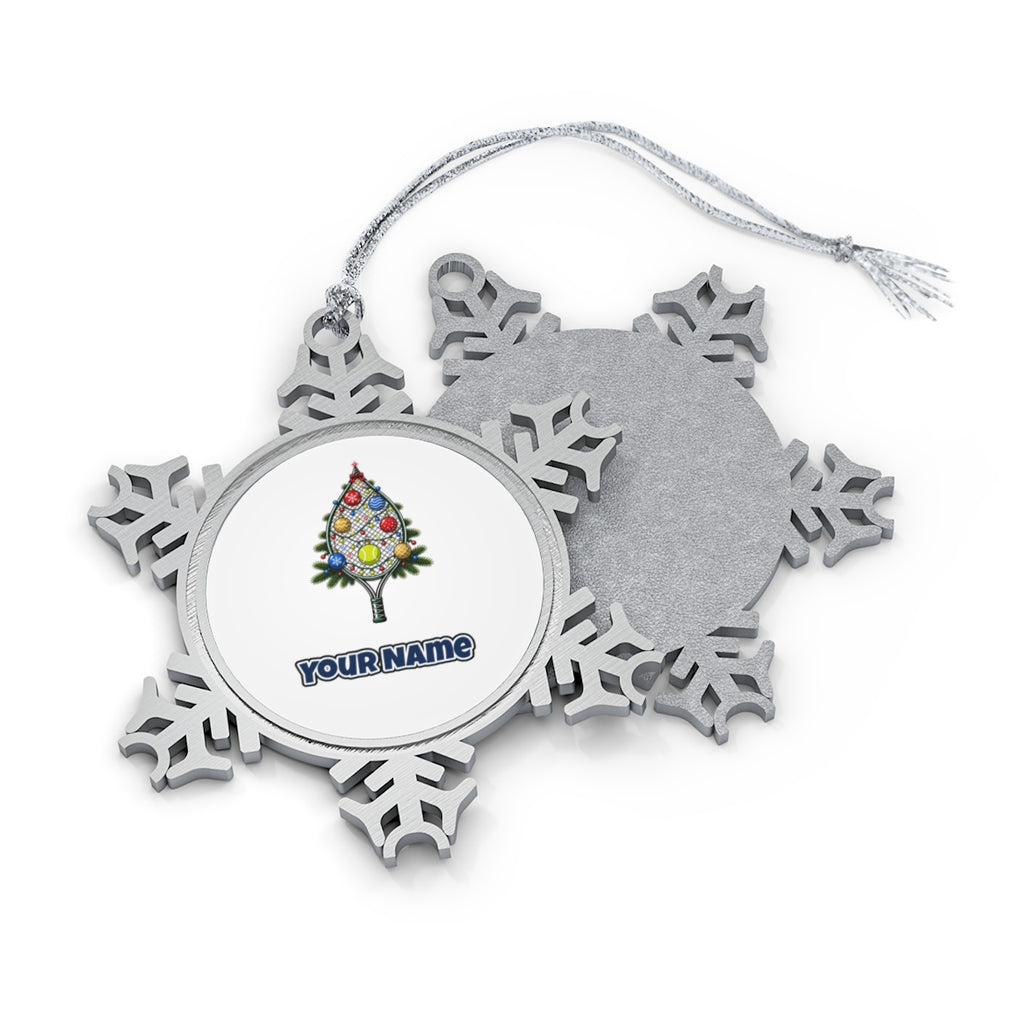 Tennis Racquet Tree Personalised Pewter Christmas Ornament