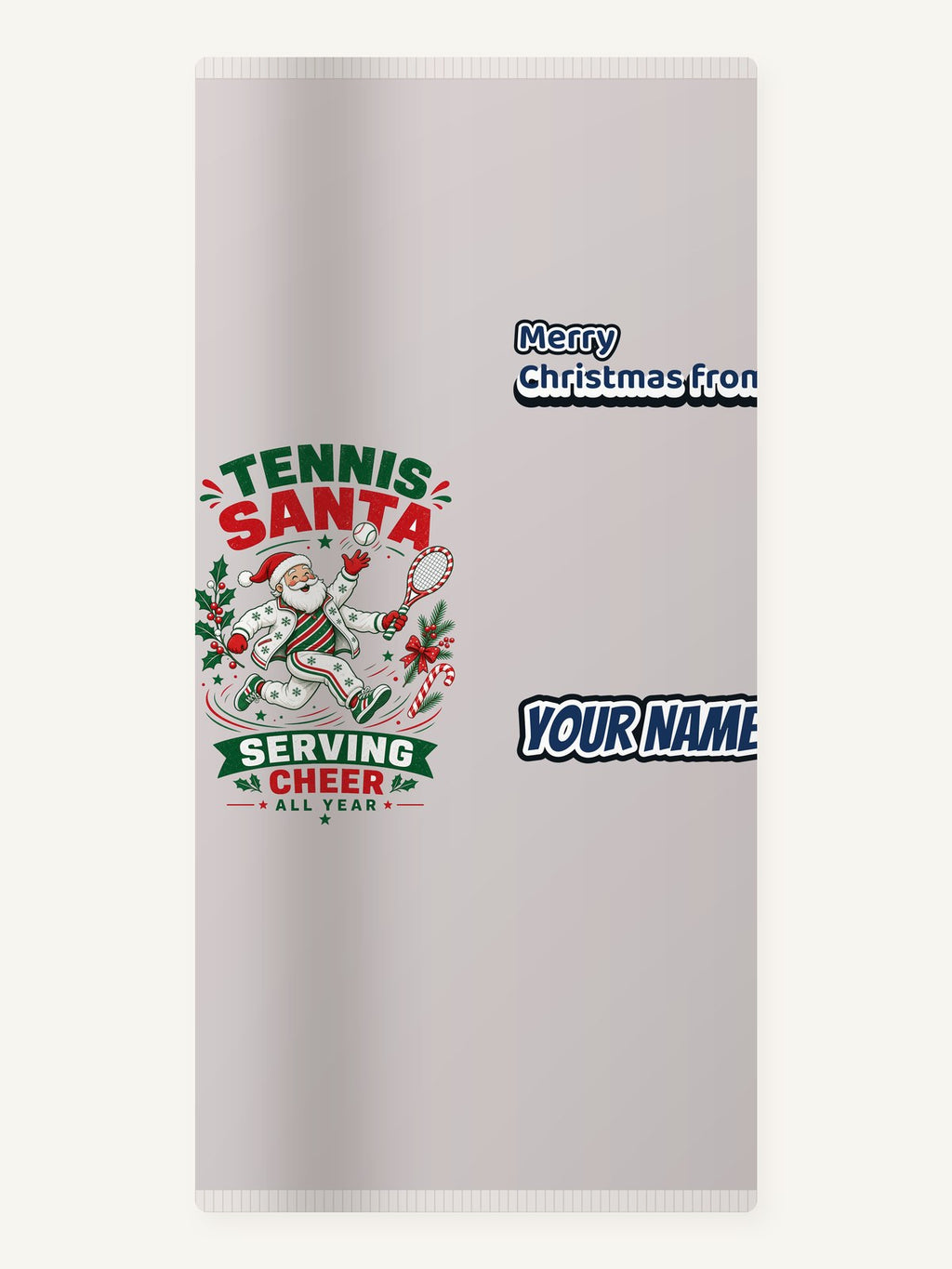 Tennis Santa Serving Cheer Personalised Beach Towel