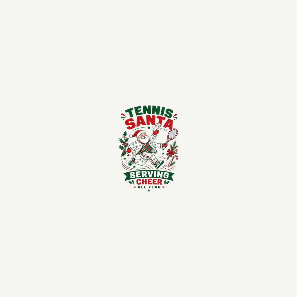 Tennis Santa Serving Cheer Personalised Beach Towel