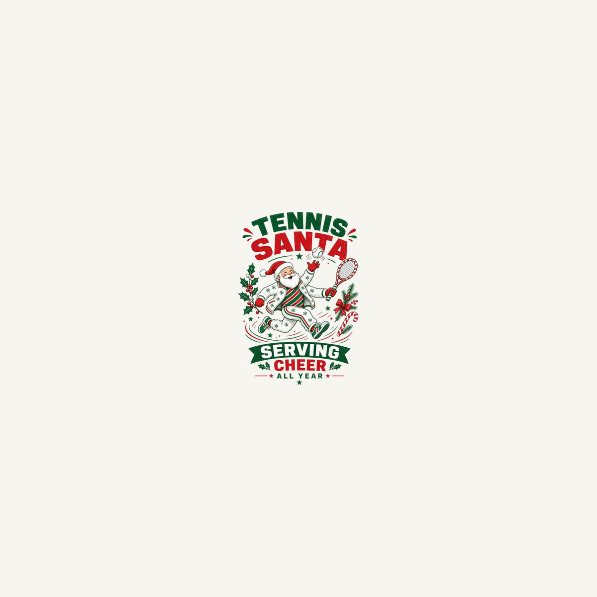 Tennis Santa Serving Cheer Personalised Beach Towel