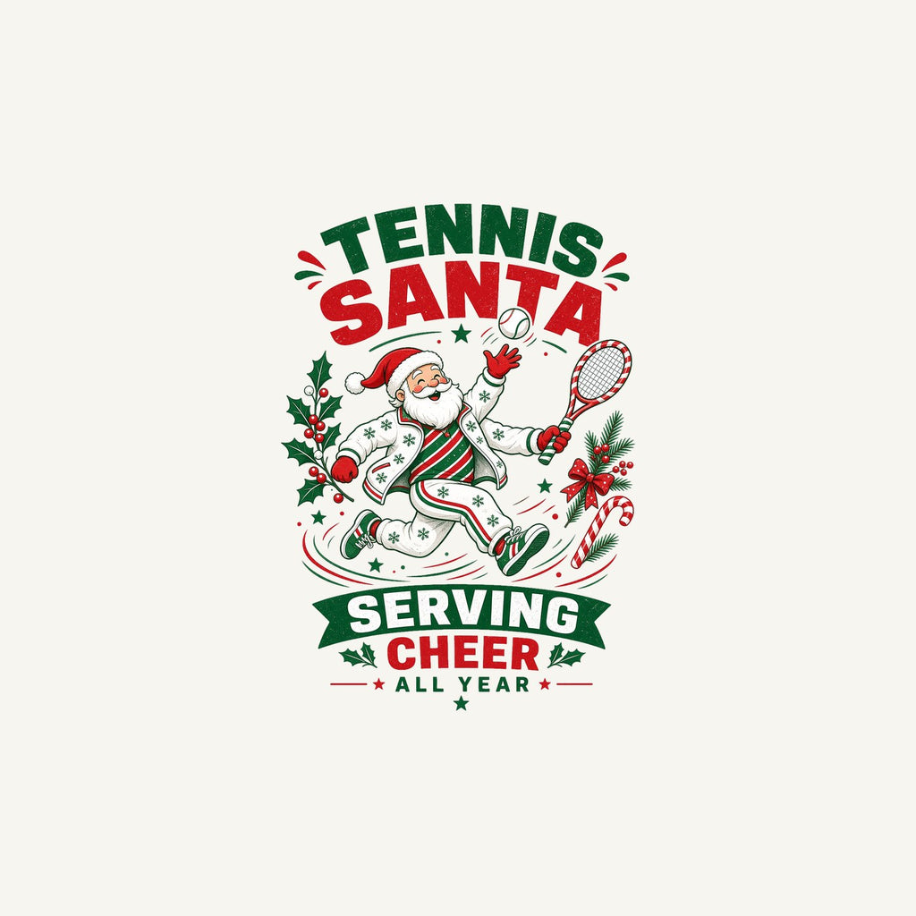 Tennis Santa Serving Cheer Personalised Christmas Mug