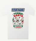 Tennis Santa Serving Cheer Personalised Christmas T-Shirt and Hoodie
