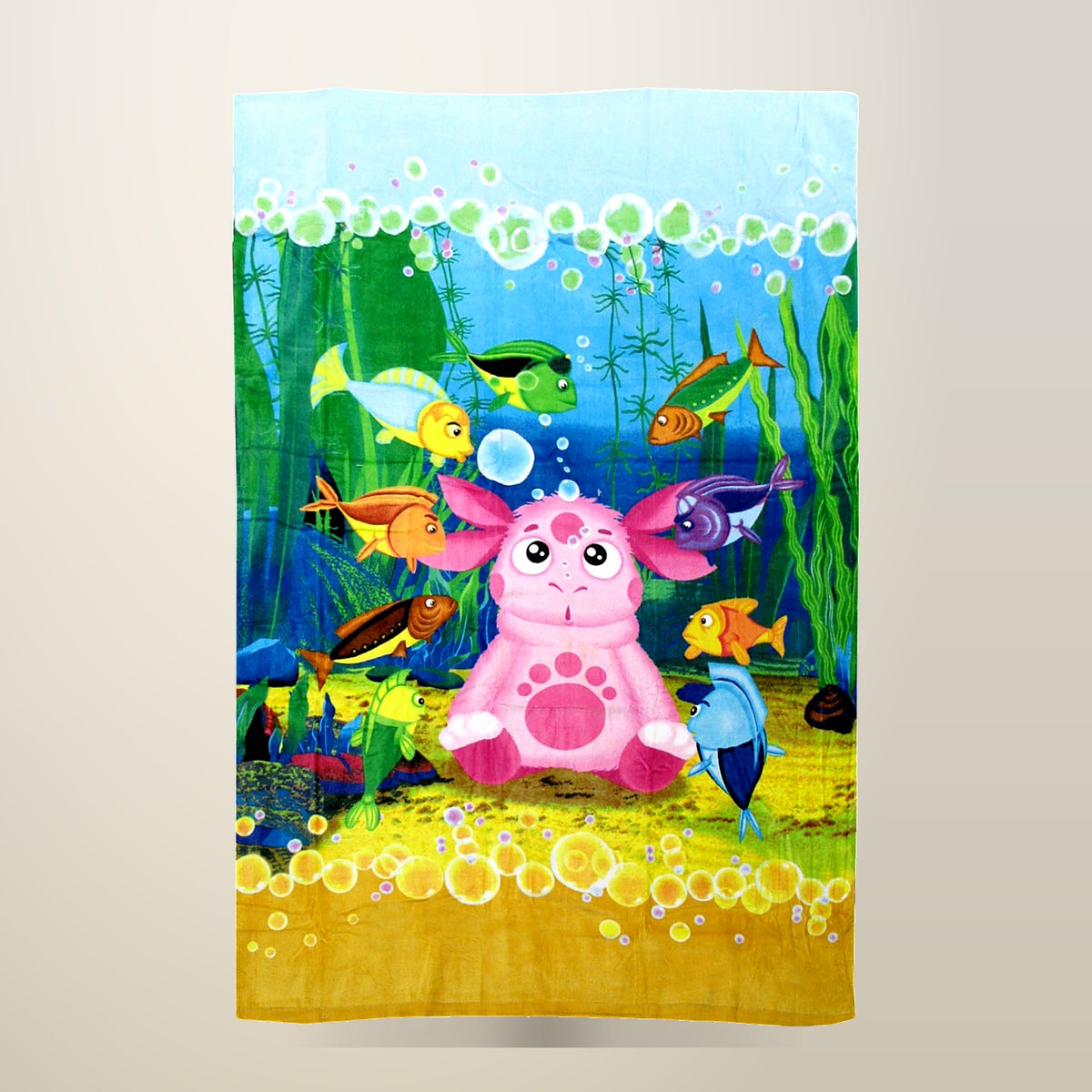 Moonzy Underwater Cotton Beach Towel, 100 x 150 cm, on a plain cream background