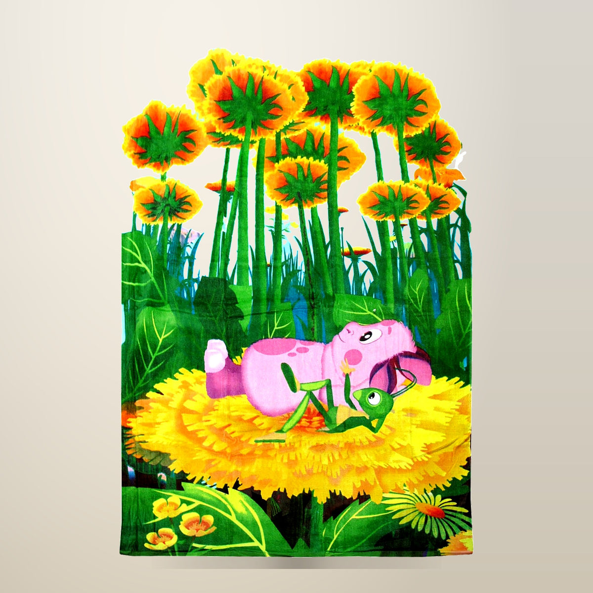 Moonzy Rest on Flowers Cotton Beach Towel, 100 x 150 cm, on a plain cream background
