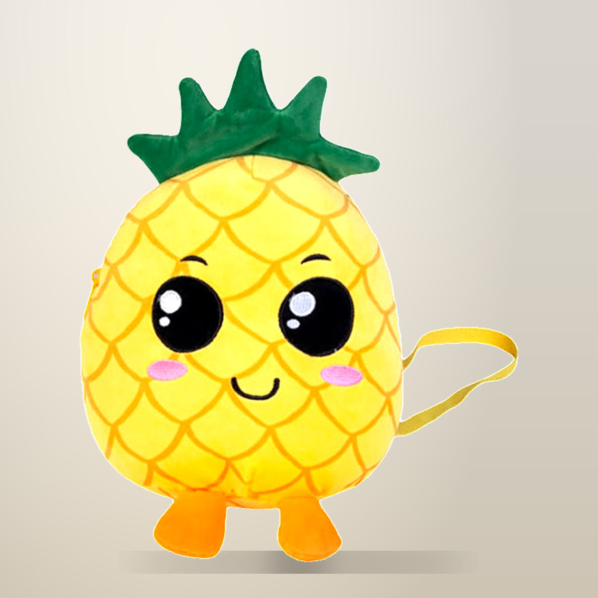 MDI Smoosho's Pal Pineapple Bag, Velour, Adjustable Straps, on a plain cream background