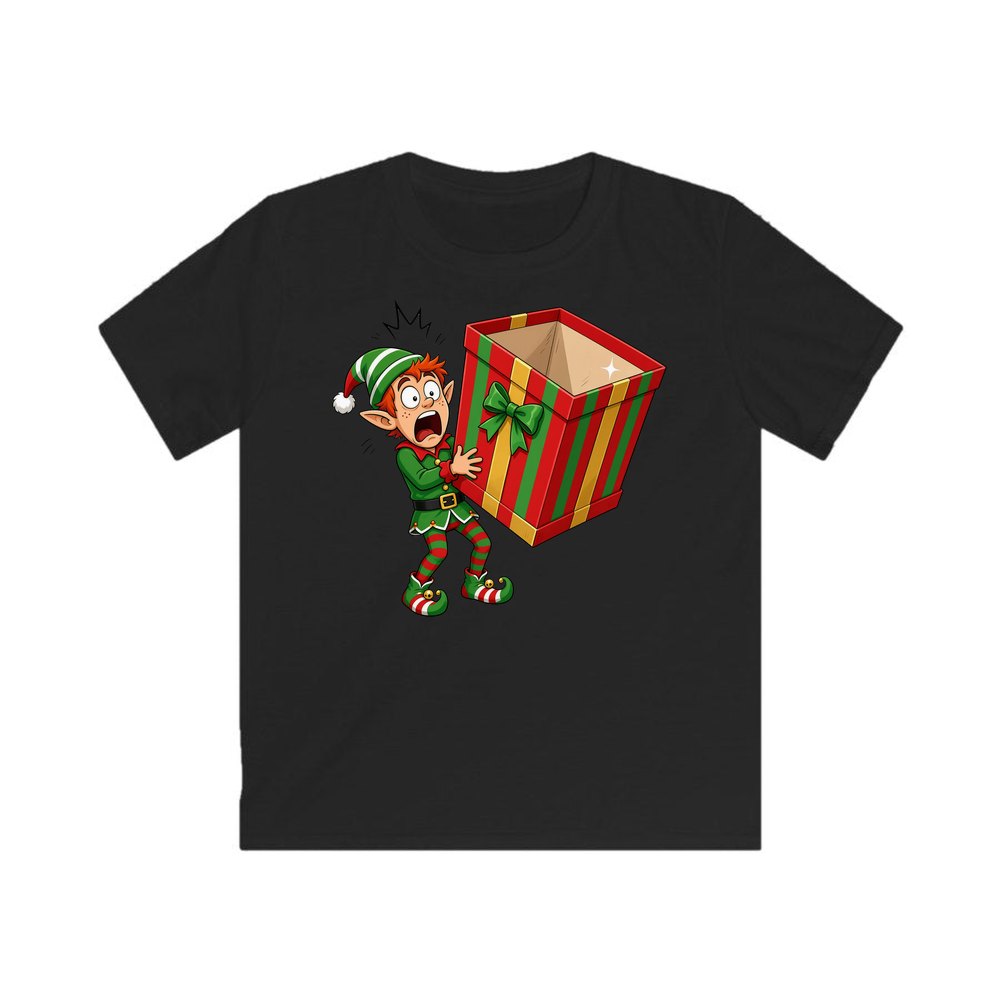 The Empty Present personalised kids Christmas tee in black