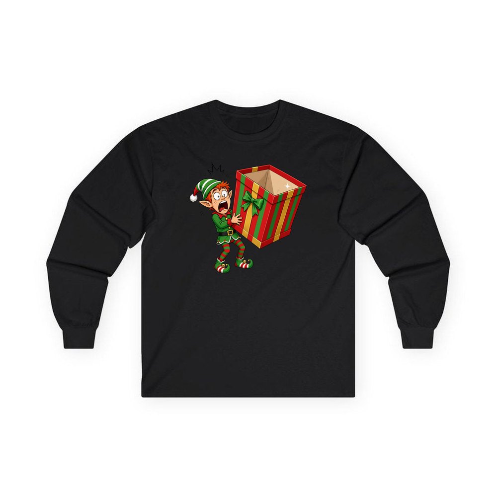 The Empty Present personalised long sleeve Christmas T-shirt in black