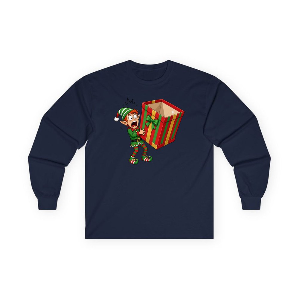 The Empty Present personalised long sleeve Christmas T-shirt in navy