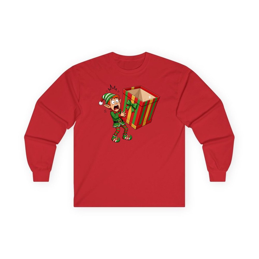 The Empty Present personalised long sleeve Christmas T-shirt in red