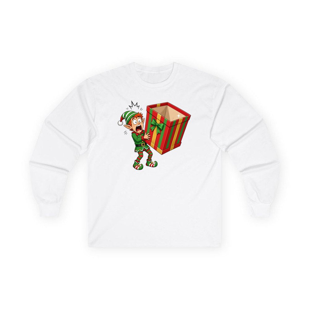 The Empty Present personalised long sleeve Christmas T-shirt in white