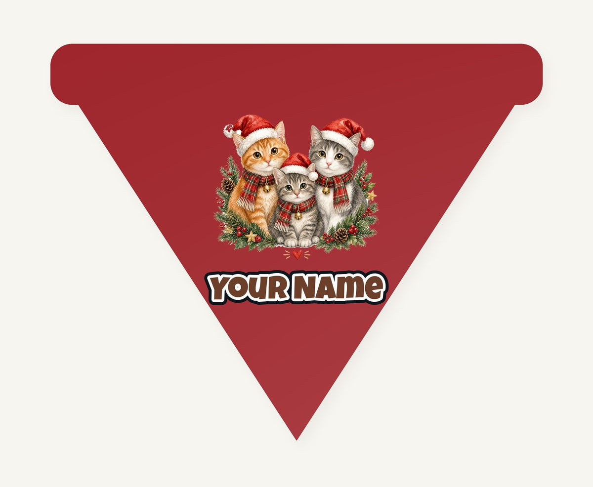 Three Christmas Kittens Personalised Christmas Dog Bandana