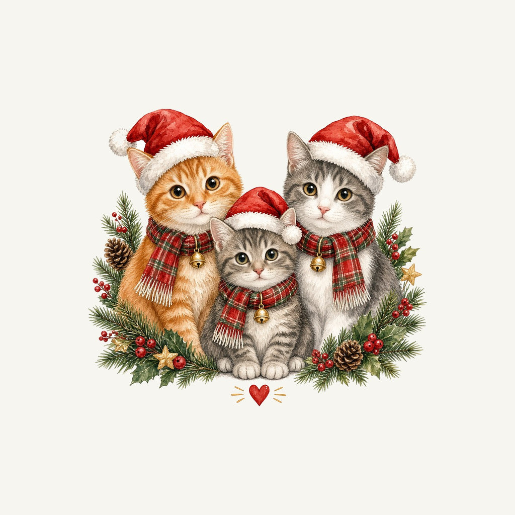 Three Christmas Kittens Personalised Kids and Baby Christmas Tee