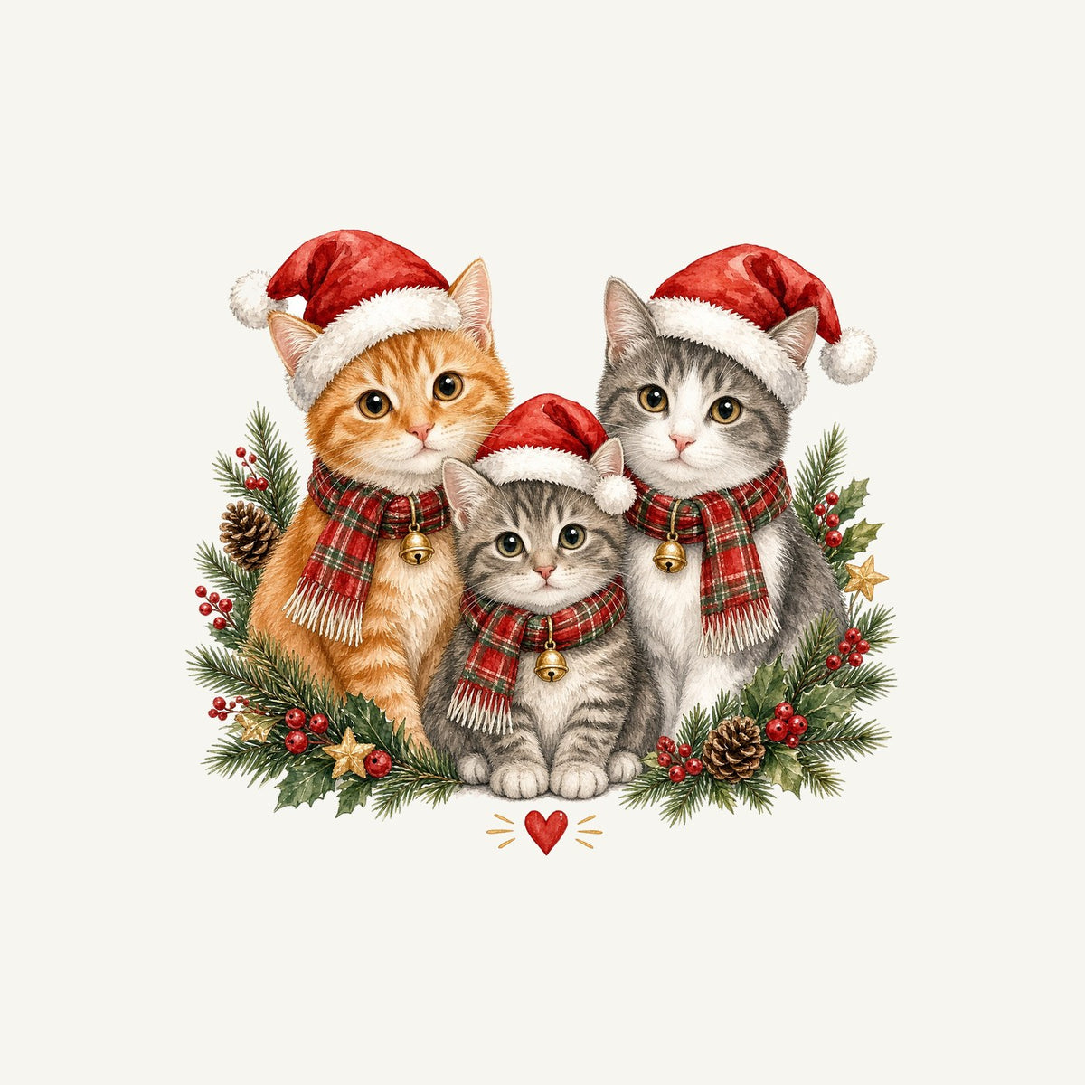 Three Christmas Kittens Personalised Kids and Baby Christmas Tee