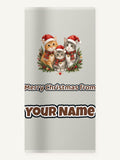 Three Christmas Kittens Personalised Beach Towel