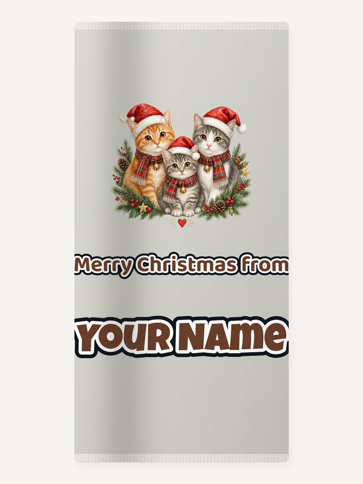 Three Christmas Kittens Personalised Beach Towel