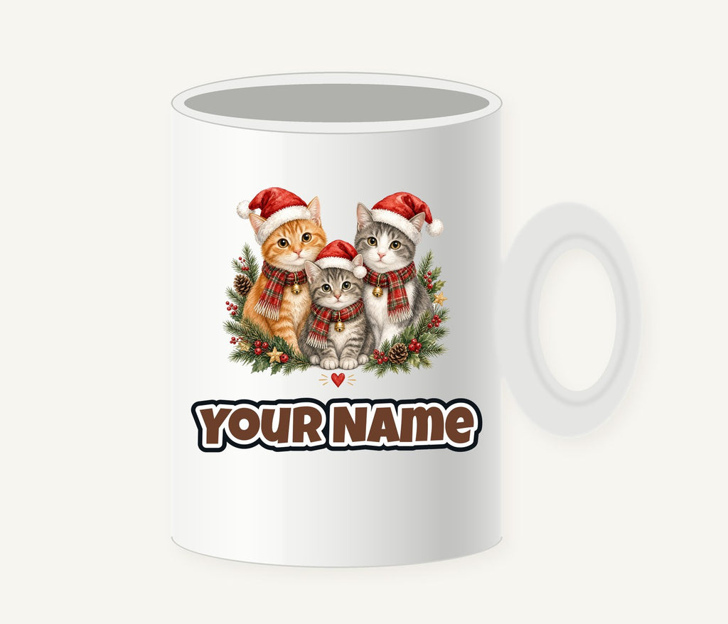 Three Christmas Kittens Personalised Christmas Mug