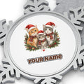 Three Christmas Kittens Personalised Pewter Christmas Ornament