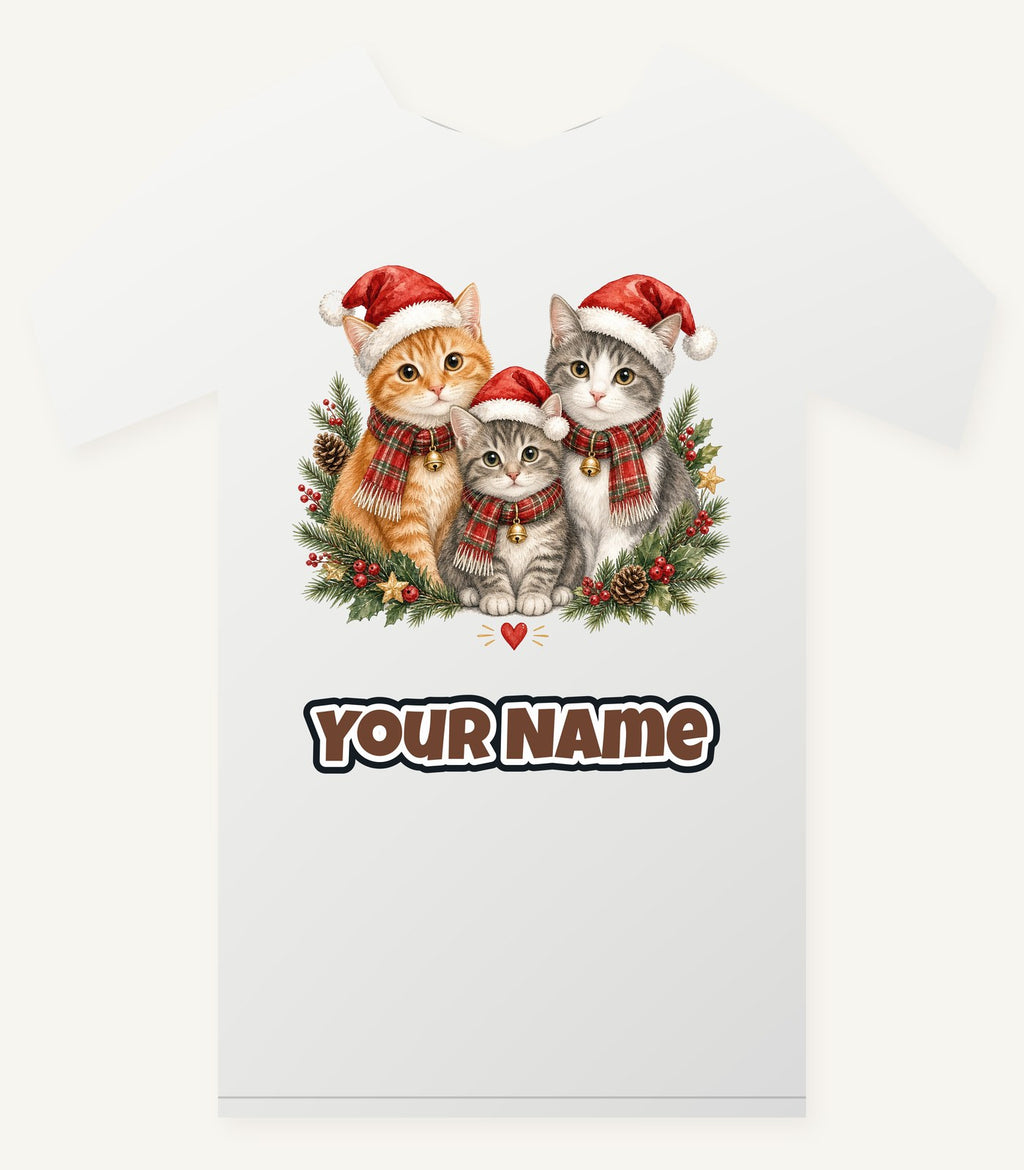 Three Christmas Kittens Personalised Christmas T-Shirt and Hoodie