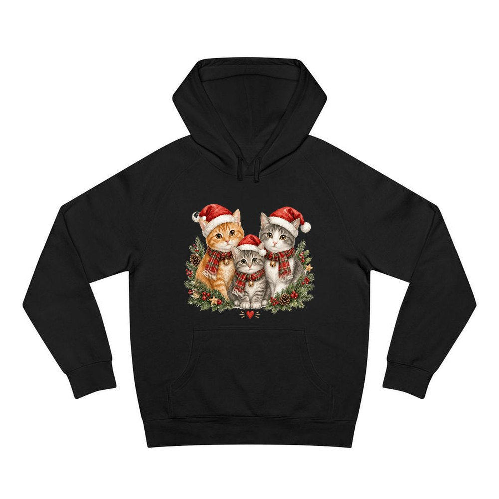 Three Christmas Kittens personalised Christmas hoodie in black