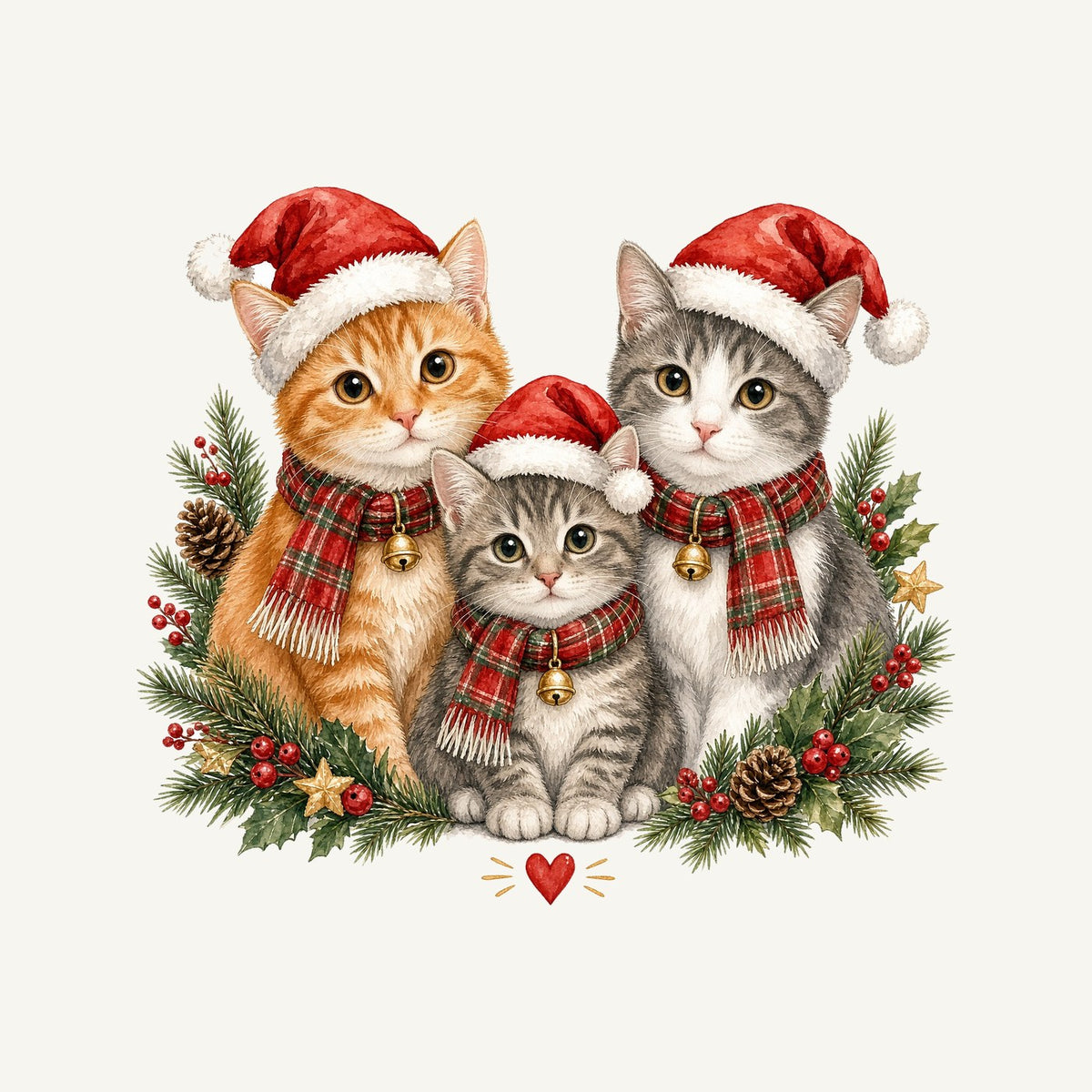 Three Christmas Kittens Personalised Santa Sack