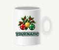 Three Glass Baubles Personalised Christmas Mug
