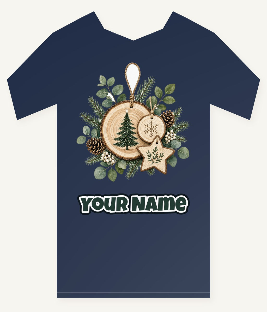 Timber Slice and Eucalyptus Ornaments Personalised Kids Tee and Baby Bodysuit