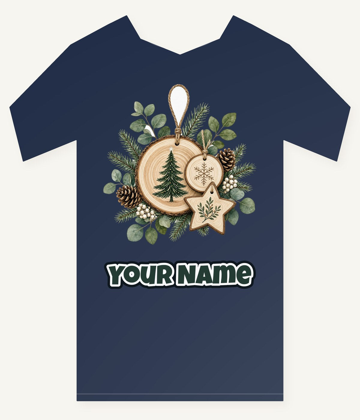 Timber Slice and Eucalyptus Ornaments Personalised Kids Tee and Baby Bodysuit