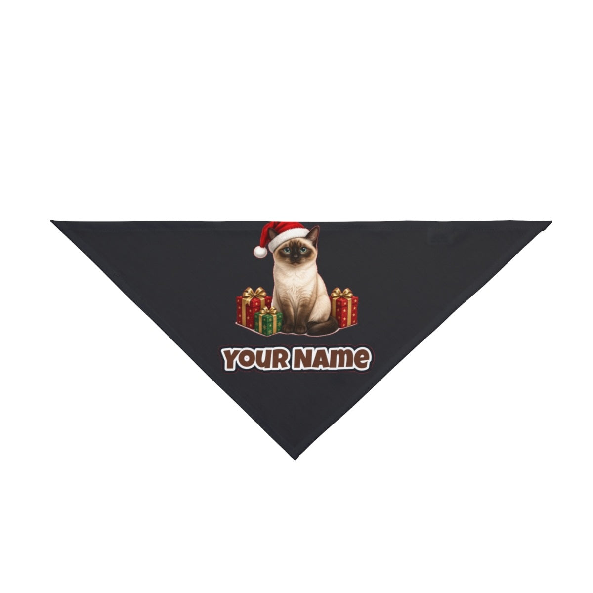 Tonkinese personalised Christmas pet bandana in black, tie-on style