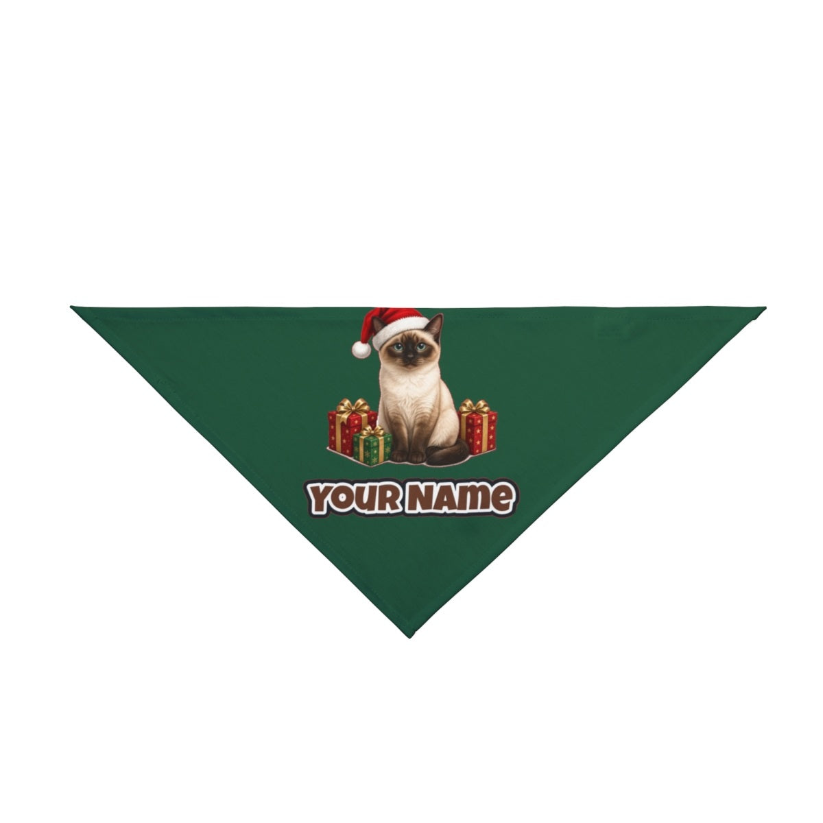 Tonkinese personalised Christmas pet bandana in green, tie-on style