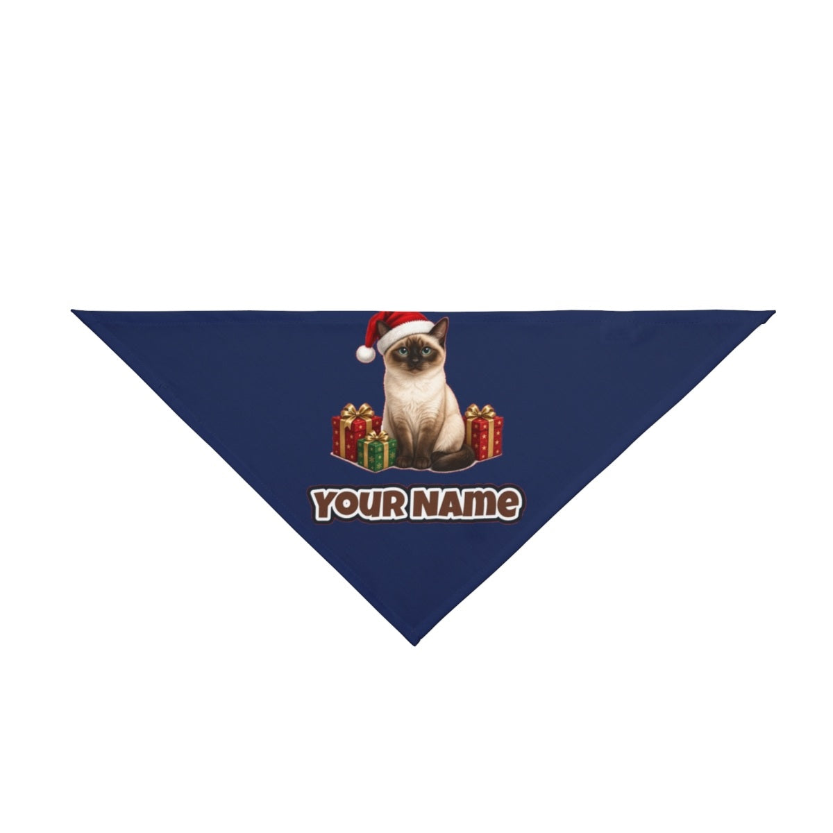 Tonkinese personalised Christmas pet bandana in navy, tie-on style
