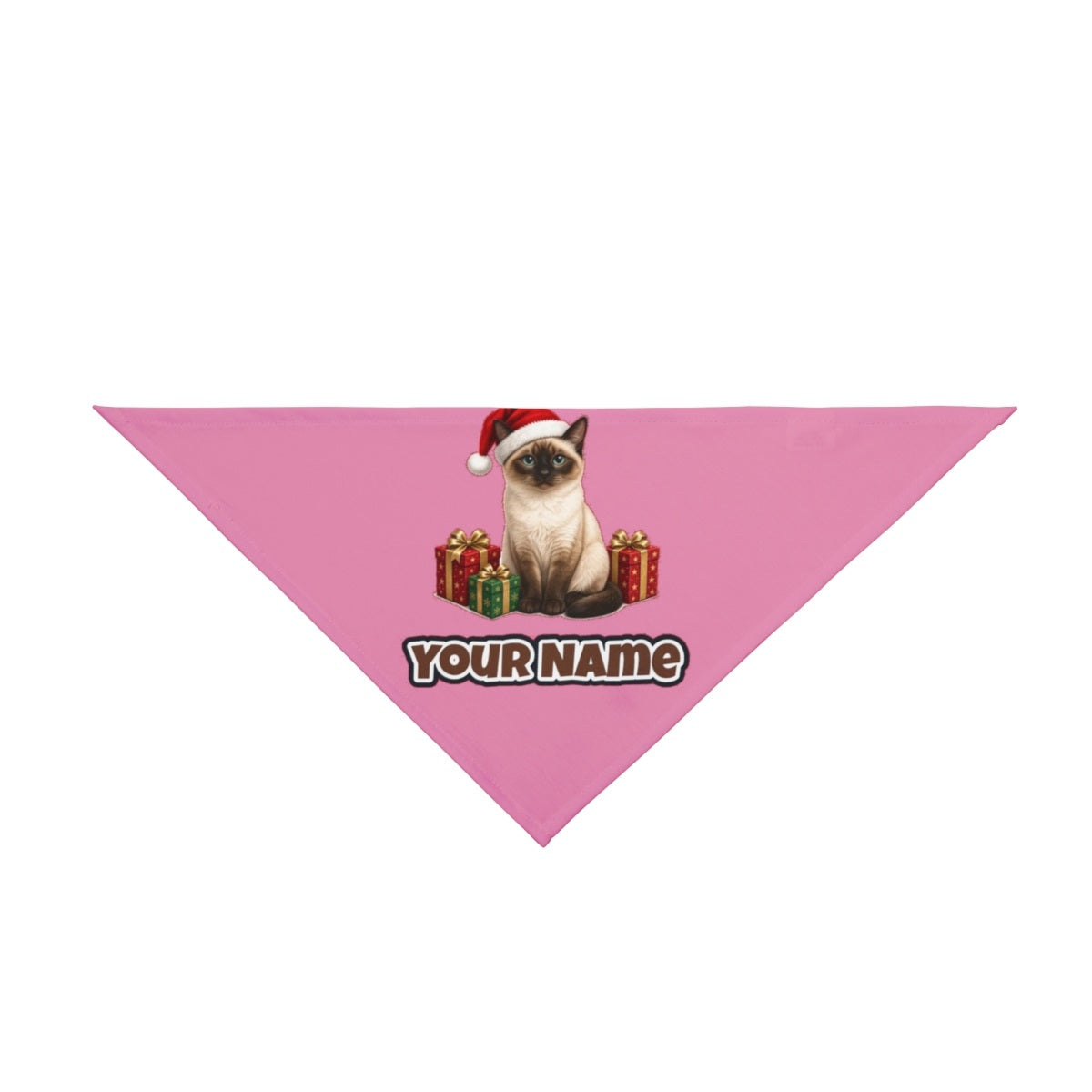 Tonkinese personalised Christmas pet bandana in pink, tie-on style