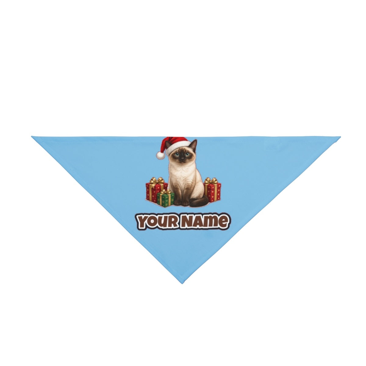 Tonkinese personalised Christmas pet bandana in sky blue, tie-on style