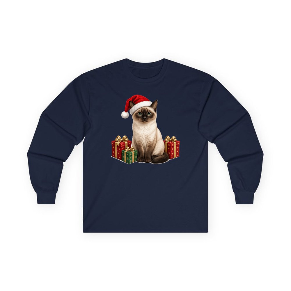 Tonkinese personalised long sleeve Christmas T-shirt in navy