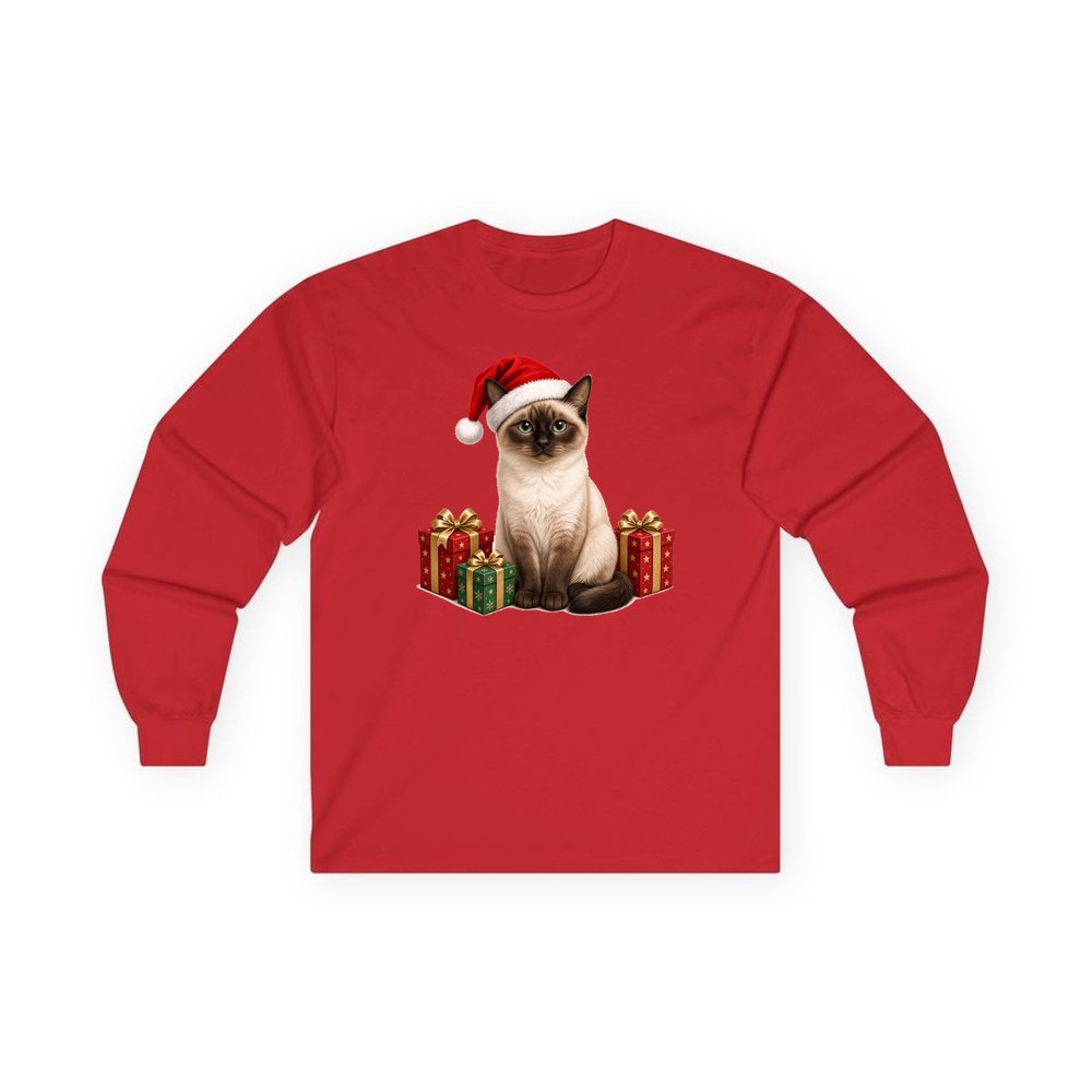 Tonkinese personalised long sleeve Christmas T-shirt in red