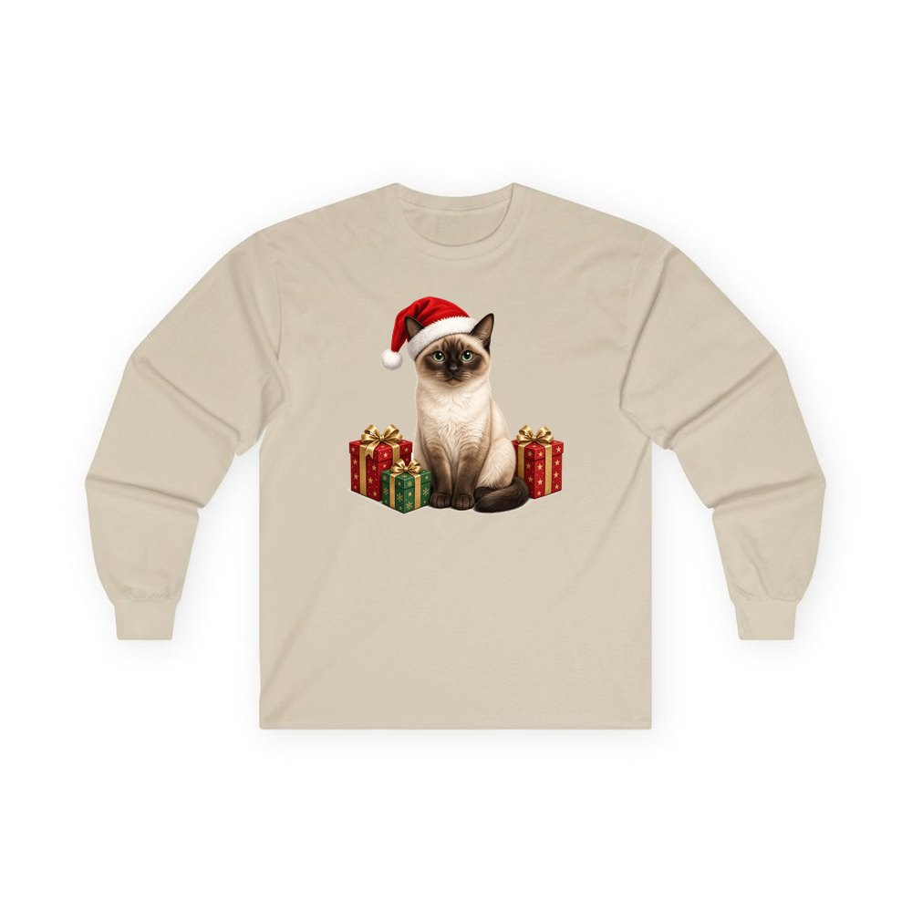 Tonkinese personalised long sleeve Christmas T-shirt in sand