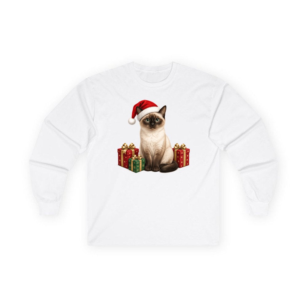 Tonkinese personalised long sleeve Christmas T-shirt in white