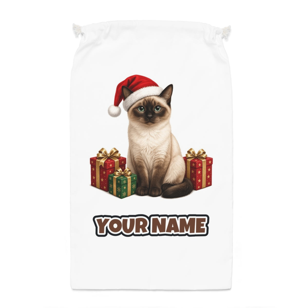 Tonkinese Santa sack laid flat, showing the full print