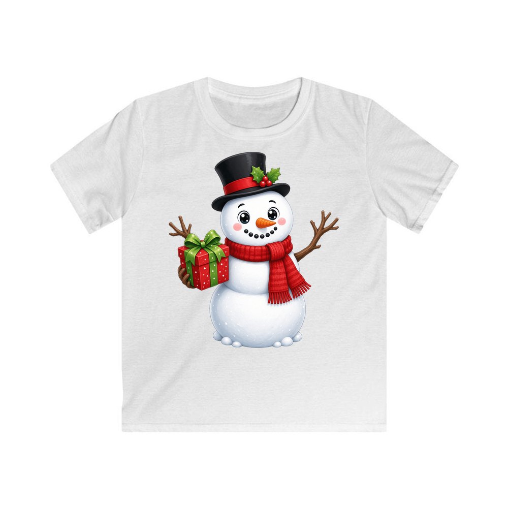 Top Hat Snowman Gift personalised kids Christmas tee in white
