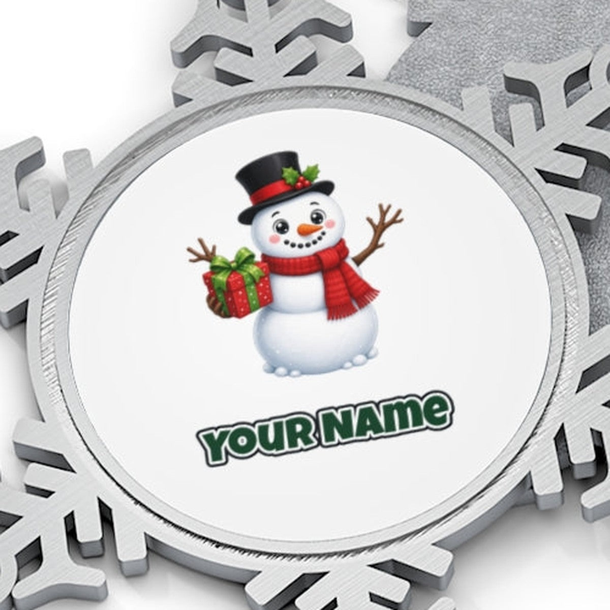 Top Hat Snowman Gift Personalised Pewter Christmas Ornament