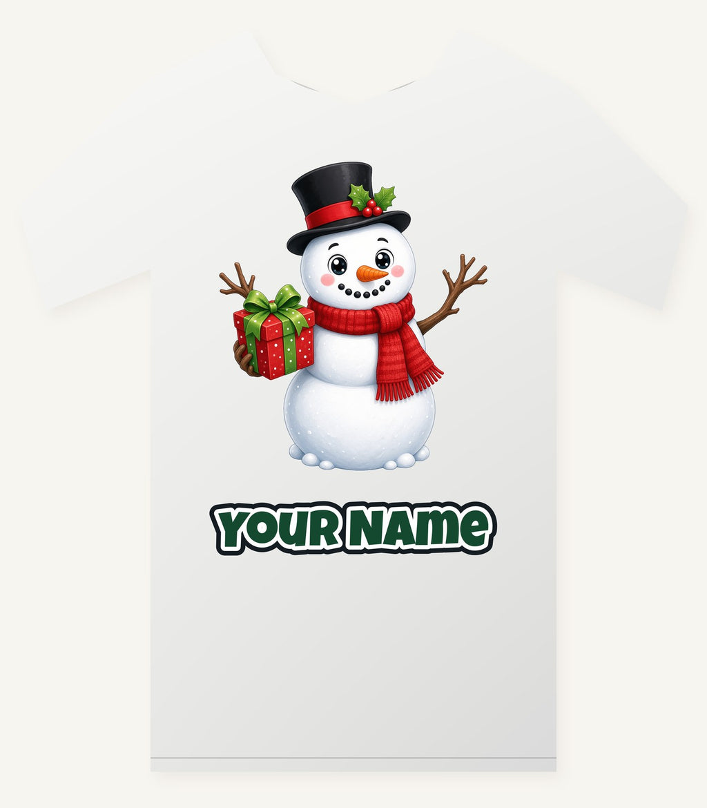 Top Hat Snowman Gift Personalised Christmas T-Shirt and Hoodie