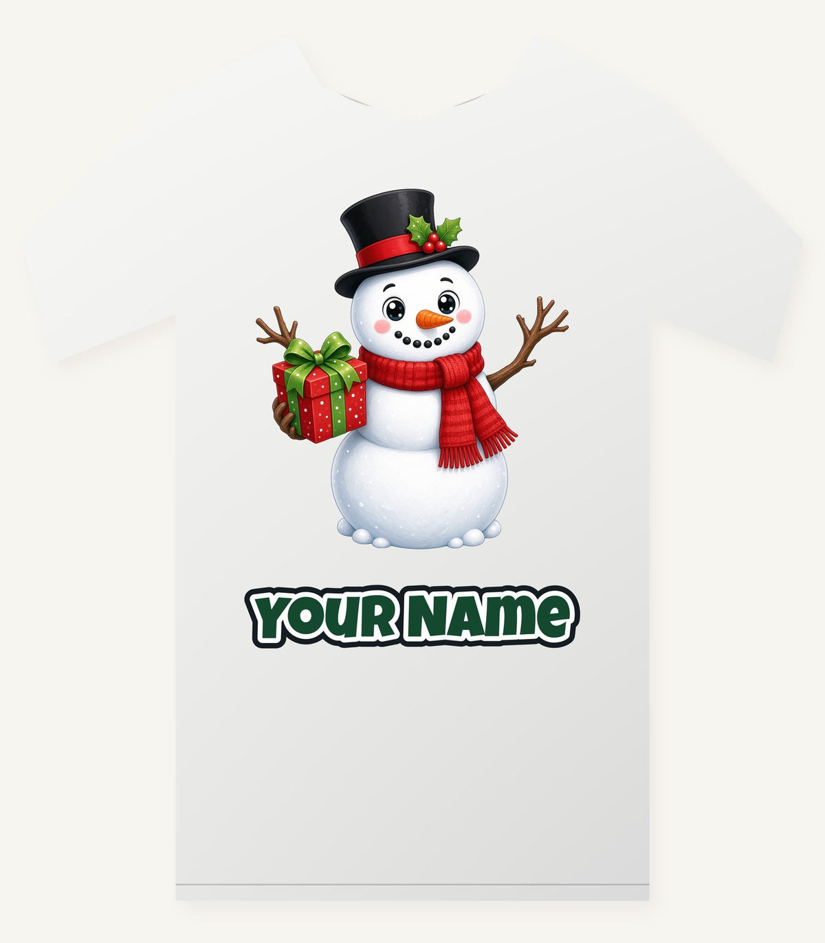 Top Hat Snowman Gift Personalised Christmas T-Shirt and Hoodie